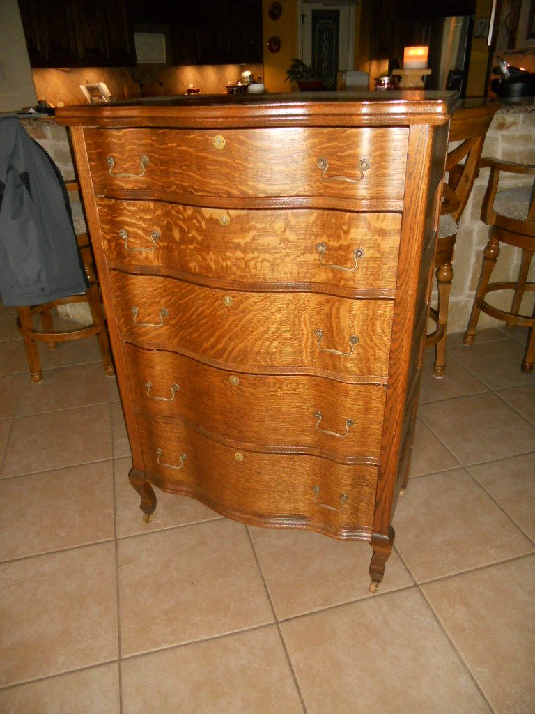 Oak Tall Boy Dresser #678 - Mark's Antique Furniture